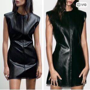 Zara Faux Black Mini Leather Dress